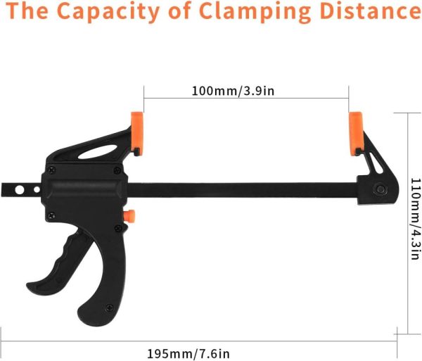 5 Pcs 4 Inch Bar Clamps For Woodworking, Trigger Quick Grip Clamps, One Handed Ratchet Wood Working Clamps, Mini Small Bar Woodworking Clamps For Crafts Wood Gluing | Clamps Clamps Clamps