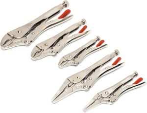 5 Piece Curved And Long Nose Locking Plier Set – Clp5Setn-08 | Vise Grips & Locking Pliers Pliers Vise Grips & Locking Pliers