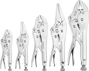 5-Piece Locking Pliers Set, Pliers Tool Set, Vice Grips With Chrome-Vanadium Steel, 5/7/10 Inch Curved Jaw Pliers, 6.5/9 Inch Long Nose Pliers | Vise Grips & Locking Pliers Pliers Vise Grips & Locking Pliers