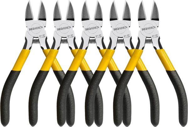 5" Wire Cutters, 5 Pack, Precision Cutting Pliers, Ultra Sharp Wire Snips Wire Clippers, Spring Loaded Flush Cutter, Diagonal Cutting Pliers For Jewelry Making Crafting, Wire Cutters Set | Side-Cutting Pliers Pliers Side-Cutting Pliers