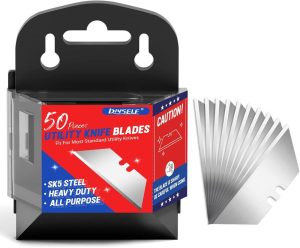 50 Pack Utility Knife Blades, Sk5 Steel Box Cutter Blades With Dispenser, Standard Blades For Box Cutter Utility Knife Replacement, Sharper Utility Blades, Refills | Knife Blades Knife Blades Knife Blades