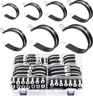 56Pcs Large Cable Clamps Assortment Kit,304Stainless Steel Rubber Coated Cushioned Insulated Cable Clamps,Automotive Wire Clamps, Loop Pipe Clamps In 7 Sizes—3/4" 7/8" 1" 1-1/4" 1-1/2" 1-3/4" 2" | Clamps Clamps Clamps