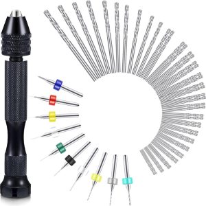 57 Pieces Hand Drill Bits Set, Pin Vise Hand Drill, 46 Pieces Micro Twist Drill Bits And 10 Pieces Pcb Mini Drill Bits For Resin Polymer Clay Craft Diy Jewelry (0.1-1Mm, Random Color Pcb Drill) | Vises Vises Vises