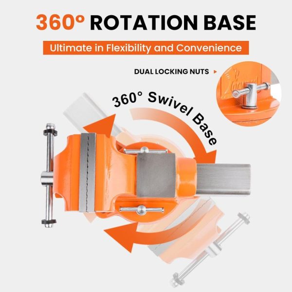 6 Inch Bench Vise Ductile Iron With Channel Steel And 360-Degree Swivel Base 30606 (6") | Vises Vises Vises