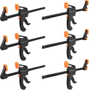 6 Pack 10 Inch F Bar Clamp, Medium Duty 300Lbs One Handed Clamps/Spreader, Bar Clamps For Woodworking, Crafting, By | Clamps Clamps Clamps