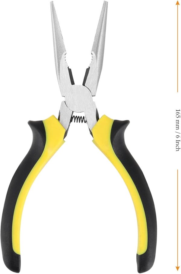 6 Pack 6 Inch Needle Nose Pliers, Spring Loaded Long Nose Pliers With Wire Cutter, Plastic Handle Needle Nose Pliers With Strippers For Cutter And Bending Wire, Black Yellow | Needle-Nose Pliers Needle-Nose Pliers Needle-Nose Pliers