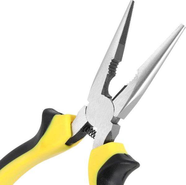 6 Pack 6 Inch Needle Nose Pliers, Spring Loaded Long Nose Pliers With Wire Cutter, Plastic Handle Needle Nose Pliers With Strippers For Cutter And Bending Wire, Black Yellow | Needle-Nose Pliers Needle-Nose Pliers Needle-Nose Pliers