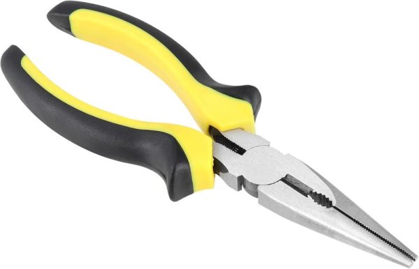 6 Pack 6 Inch Needle Nose Pliers, Spring Loaded Long Nose Pliers With Wire Cutter, Plastic Handle Needle Nose Pliers With Strippers For Cutter And Bending Wire, Black Yellow | Needle-Nose Pliers Needle-Nose Pliers Needle-Nose Pliers