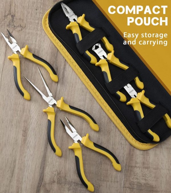 6-Piece Mini Pliers Set Needle Nose Diagonal Long Nose Bent Nose End Cutting And Linesman For Making Crafts Repairing Electronic Devices With Pouch | Needle-Nose Pliers Needle-Nose Pliers Needle-Nose Pliers