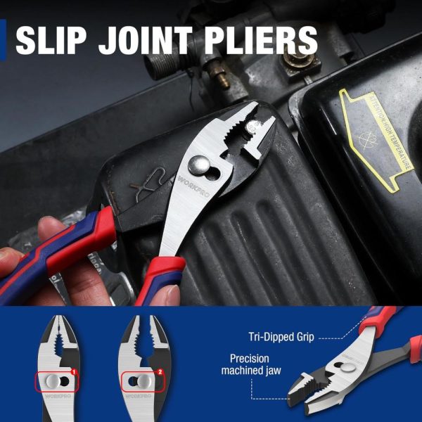 6" Slip Joint Pliers Tool, Large Soft Grip,Rust Prevention Finish, 3-Zone Serrated Jaw Forged From High Carbon Steel For Maximum Grip | Slip-Joint Pliers Pliers Slip-Joint Pliers