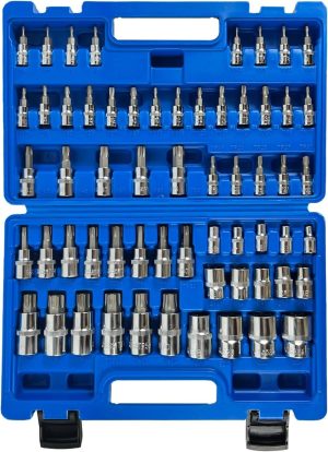 60 Piece Master Torx Bit Socket And External Torx Socket Set, S2 Alloy Steel Star Socket Set Includes T6-T70, E4-E24, Tp8-Tp60, Tt6-Tt70, 1/4", 3/8", 1/2" Drive, Enhanced Storage Case | Individual Drive Sockets Individual Drive Sockets Individual Drive Sockets