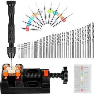 60 Pieces Hand Drill Bits Set, Pin Vise Hand Drill, Micro Mini Twist Drill Bits Pcb Drill Bits Bench Vise Tool For Resin | Vises Vises Vises