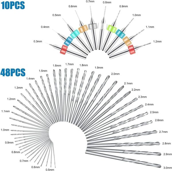 60 Pieces Hand Drill Bits Set, Pin Vise Hand Drill, Micro Mini Twist Drill Bits Pcb Drill Bits Bench Vise Tool For Resin | Vises Vises Vises