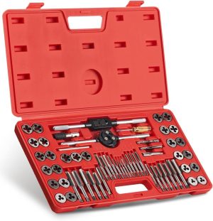 60Pc Tap And Die Set, Sae Metric Thread Repair Kit For External And Internal Rethreading, Metric And Standard Fine And Coarse Threading Tool Kit | Threading Dies Tap & Die Sets Tap & Die Sets