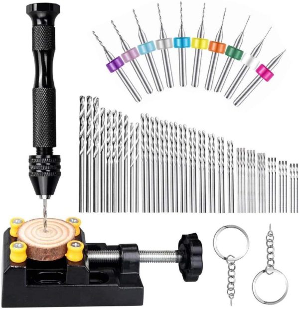 62 Pieces Pin Vises Hand Drill Bits Set Micro Twist Manual Rotary Hobby Drill Tools With Clamp For Jewelry Making, Craft Carving, Diy, Woodworking, Plastic, Shells, Resin Or Model Making (0.3-3.0Mm) | Vises Vises Vises