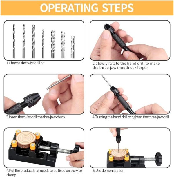 62 Pieces Pin Vises Hand Drill Bits Set Micro Twist Manual Rotary Hobby Drill Tools With Clamp For Jewelry Making, Craft Carving, Diy, Woodworking, Plastic, Shells, Resin Or Model Making (0.3-3.0Mm) | Vises Vises Vises