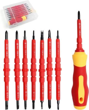 7 In 1 Insulated Screwdriver Set Magnetic Screwdriver Tool Kit Electrician Multifunctional Interchangeable Chrome Vanadium Screwdrivers New Handle Electrician Soft-Grip | Multi-Bit Drivers Multi-Bit Drivers Multi-Bit Drivers