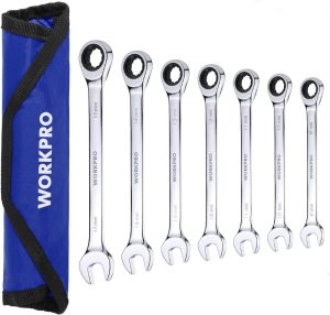 7-Piece Ratcheting Combination Wrench Set, 72 Teeth, Combo Ratchet Wrenches Set With Roll Up Pouch, Metric 8Mm-17Mm | Combination Wrenches Combination Wrenches Combination Wrenches