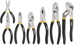 7 Pieces Pliers Set, 8 Inch Groove Joint Pliers, 8 Inch Slip Joint, 7 Inch Linesman, 6 Inch Slip Joint, 6 Inch Diagonal, 6 Inch Long Nose, Mini Long Nose, For Diy & Home Use | Needle-Nose Pliers Plier Sets Needle-Nose Pliers