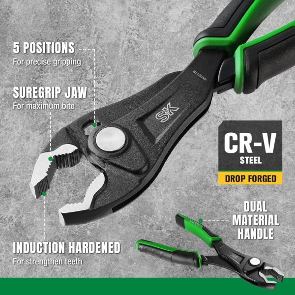 8-Inch Adjustable Slip Joint Pliers, Premium Cr-V Construction, Suregrip V-Jaw Design With Comfortable Grips | Slip-Joint Pliers Pliers Slip-Joint Pliers