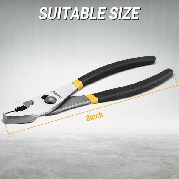 8-Inch Slip Joint Pliers With Ergonomic Rubber Grip Handle – Rust-Resistant High Carbon Steel Plier Tools For Durability And Reliability | Slip-Joint Pliers Pliers Slip-Joint Pliers