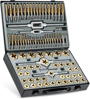 86Pc Tap And Die Set In Sae And Metric, Titanium Coated Steel Tap Set And Die Tool Set For Homeowners Mechanics And Craftsmen Metric And Standard Internal And External Threading | Tap & Die Sets Tap & Die Sets Tap & Die Sets