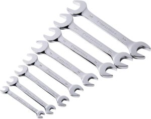 8Pcs Double Open-End Wrench Set, Full Polished Spanners, Carbon Steel, Roll-Up Storage Pouch, Metric Up To 24Mm, Mirror Finish | Open-End Wrenches Open-End Wrenches Open-End Wrenches