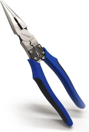 9" Needle Nose Pliers 6-In-1 Heavy Duty Cr-V Steel Long Nose Pliers With Wire Cutters Crimper Stripper Winding Pinching Function-Electrical Industrial Combination Pliers | Needle-Nose Pliers Needle-Nose Pliers Needle-Nose Pliers