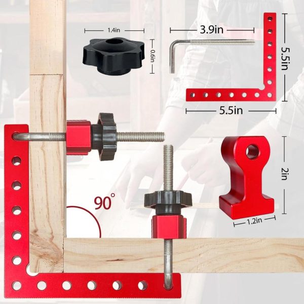 90 Degree Clamp Corner Clamp – Right Angle For Woodworking 4 Pack 5.5"X 5.5" Aluminum Alloy Woodworking Corner Clamps Wood Working Tools And Equipment L Square Aluminum Angle Clamp Tool #2 | Clamps Clamps Clamps