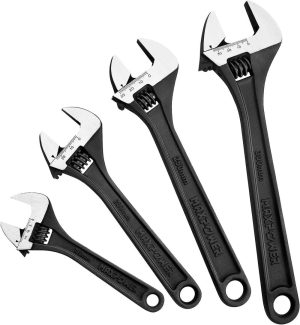 Adjustable Wrench Set, Forged, Heat Treated, Black Phosphate Finish Adjustable Wrenches, 4 Pack (6-Inch, 8-Inch, 10-Inch, 12-Inch) | Pipe Wrenches Adjustable Wrenches Adjustable Wrenches