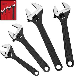 Adjustable Wrench Set Wrenches Sets: 4-Piece 6, 8, 10, 12 Inch Chrome Vanadium Steel Corrosion-Resistant Black Oxide Finish For Automotive Plumbing And Household Repairs | Adjustable Wrenches Adjustable Wrenches Adjustable Wrenches