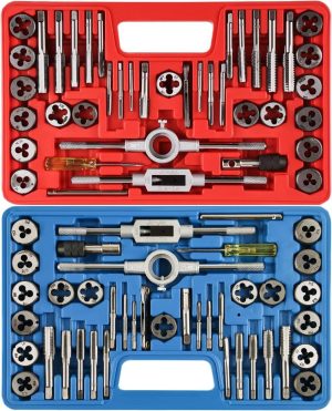 Anfrere 80Pcs Tap And Die Set, Sae & Metric Tap Die Wrench Set, Metric Standard M3 To M12 Coarse Fine Rethreading Threads Bits For Cutting External And Internal Threads, Nc, Nf, Npt Repair Tools | Tap & Die Sets Tap & Die Sets Tap & Die Sets