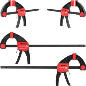 Bar Clamps For Woodworking 6 Inch (2) 12 Inch (2) Wood Clamps Set, Trigger Clamps With 150 Lbs, One-Handed Clamp/Spreader For Stable And Reliable Fixing Solutions | Clamps Clamps Clamps