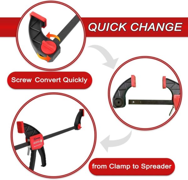 Bar Clamps For Woodworking 6 Inch (2) 12 Inch (2) Wood Clamps Set, Trigger Clamps With 150 Lbs, One-Handed Clamp/Spreader For Stable And Reliable Fixing Solutions | Clamps Clamps Clamps