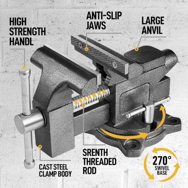 Bench Vise 4-1/2", Vice For Workbench With Heavy Duty Forged Steel Construction, Built-In Pipe Jaw, Swivel Base Table Vise For Woodworking, Home Workshop Use And Diy Jobs | Vises Vises Vises