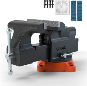 Bench Vise, 6-Inch Jaw Width 5.9-Inch Jaw Opening, 360-Degree Swivel Locking Base Multipurpose Vise W/Anvil, Heavy Duty Ductile Iron Workbench Vise W/Bolts & Nuts, For Drilling, Pipe Cutting | Vises Vises Vises