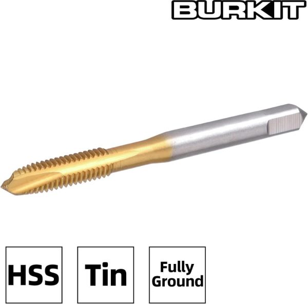 Burkit 2Pcs M3 Spiral Point Tap, Hss Titanium Coating M3 X 0.5 Spiral Point Plug Threading Tap | Threading Taps Threading Taps Threading Taps