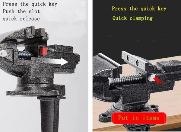 Dual-Purpose Combined Bench Vise Or Table Vise, Multifunctional Jaw, Universal Rotate 360° Work Clamp-On Visewith Quick Adjustment, 3.3" Black | Vises Vises Vises