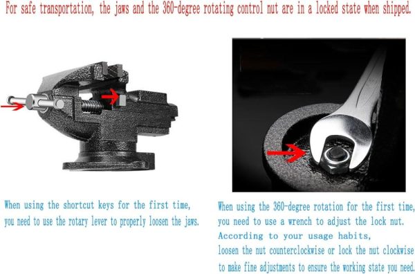 Dual-Purpose Combined Bench Vise Or Table Vise, Multifunctional Jaw, Universal Rotate 360° Work Clamp-On Visewith Quick Adjustment, 3.3" Black | Vises Vises Vises