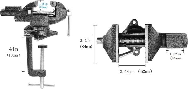 Dual-Purpose Combined Bench Vise Or Table Vise, Multifunctional Jaw, Universal Rotate 360° Work Clamp-On Visewith Quick Adjustment, 3.3" Black | Vises Vises Vises