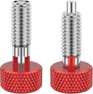 Duety 2Pcs Hand Retractable Spring Plunger Stainless Steel Lock Out M6 Type Quick Release Pins Sturdy Plunger Screw With 0.500Inch Thread Length For Rolling Tool Boxes Molds Automobiles(Gules) | Spring Plungers Spring Plungers Spring Plungers