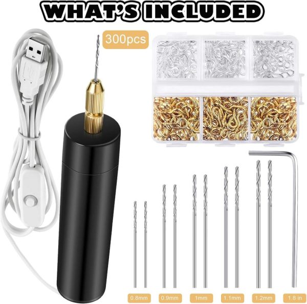 Electric Resin Drill Set, Including 300 Gold Silver Eye Screws, 10 Twist Drill Bits Tools, Electric Mini Drill With Wrench Hex Pin Vise For Resin Casting Molds Diy Keychains Crafts Making | Vises Vises Vises