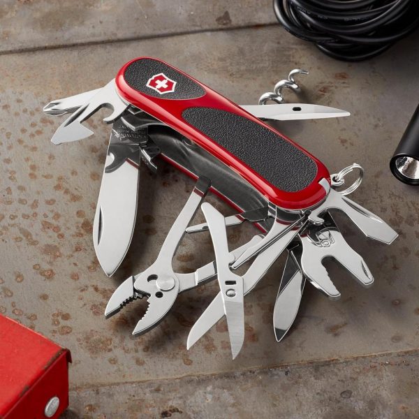 Evolution S557 Grip Swiss Army Knife, 21 Function Swiss Made Pocket Knife With Large Blade, Screwdriver And Wire Stripper – Evolution S557 Grip Red/Black | Knives Knives Knives