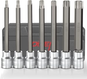 Extra Long Torx Star Bit Socket Set 7 Piece T25-T60 3/8" Drive 110Mm Torx Socket Set With Portable Storage Case | Individual Drive Sockets Individual Drive Sockets Individual Drive Sockets