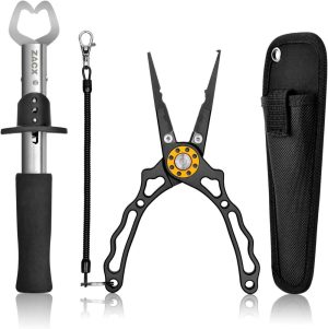 Fish Lip Gripper Pliers – Upgraded Muti-Function Hook Remover And Split Ring Pliers For Fly Fishing, Ice Fishing, Fishing Gear – Gift For Men (Package B) | Needle-Nose Pliers Needle-Nose Pliers Needle-Nose Pliers