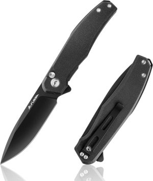 Folding Pocket Knife, 4.5" G10 Handle Edc Knife With D2 Steel Blade, Button Lock And Pocket Clip, Tactical Knives For Men Women, Uesd For Outdoor, Survival, Hunting And Camping (Black) | Knives Knives Knives