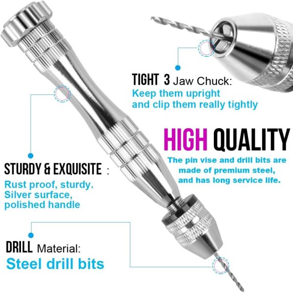 Hand Drill, Pin Vise Hand Drill For Jewelry Making, Mini Drill With Small Drill Bits, Drill Press Vise, 210Pcs Keychain Making Supplies, Resin Tools For Jewelry Keychains Miniature Crafts | Vises Vises Vises