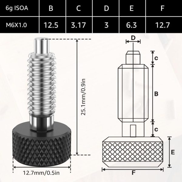 Handle Quick Release Pins Kit For Packout Rollingtoolbox, Hand Retractable Spring Plunger With Knurled Handle Stainless Steel Lock M6 Quick Release Pins For Rolling Toolbox (1 Set) | Spring Plungers Spring Plungers Spring Plungers