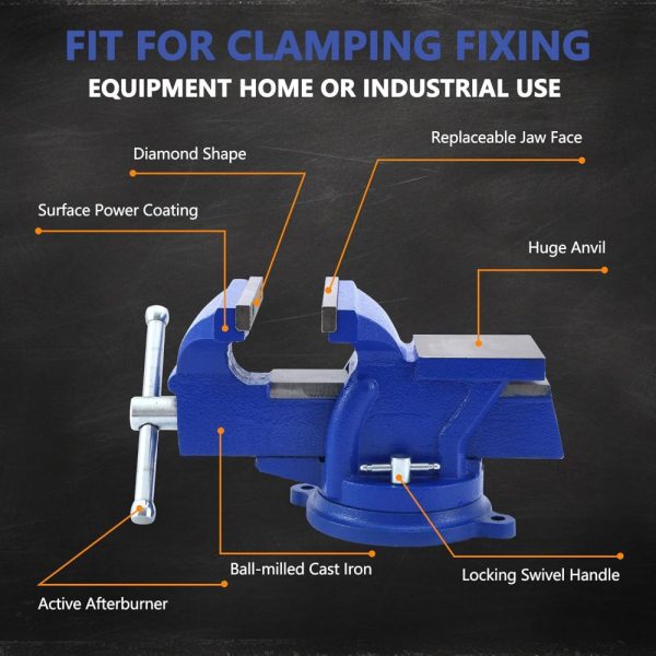 Heavy Duty Bench Vise 4.5 Inch, 360° Swivel Locking Base Bench Clamp With 125Mm Vise Jaw, Clamp-On Merchanic Vice Desktop Clamp For Woodworking, Drilling (4” Jaw) | Vises Vises Vises