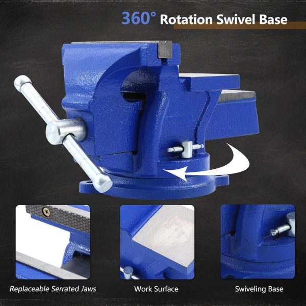 Heavy Duty Bench Vise 4.5 Inch, 360° Swivel Locking Base Bench Clamp With 125Mm Vise Jaw, Clamp-On Merchanic Vice Desktop Clamp For Woodworking, Drilling (4” Jaw) | Vises Vises Vises